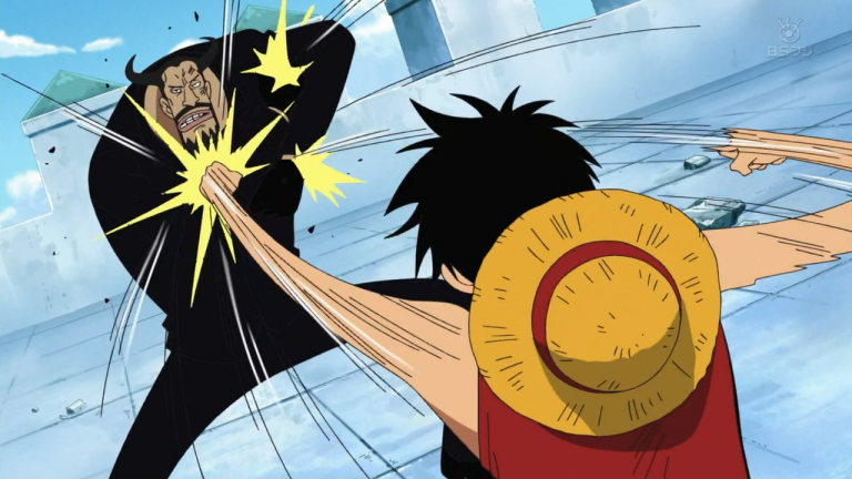 Luffy vs Blueno Menggunakan Tekkai