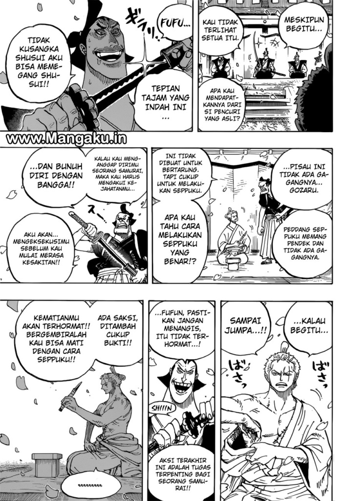 Zoro diperintahkan untuk melakukan Seppuku oleh Shogun