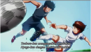 Kojiro Hyuga berhasil terkecoh oleh Tsubasa