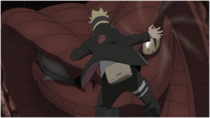 Boruto menyerang garaga dengan kieru rasengan