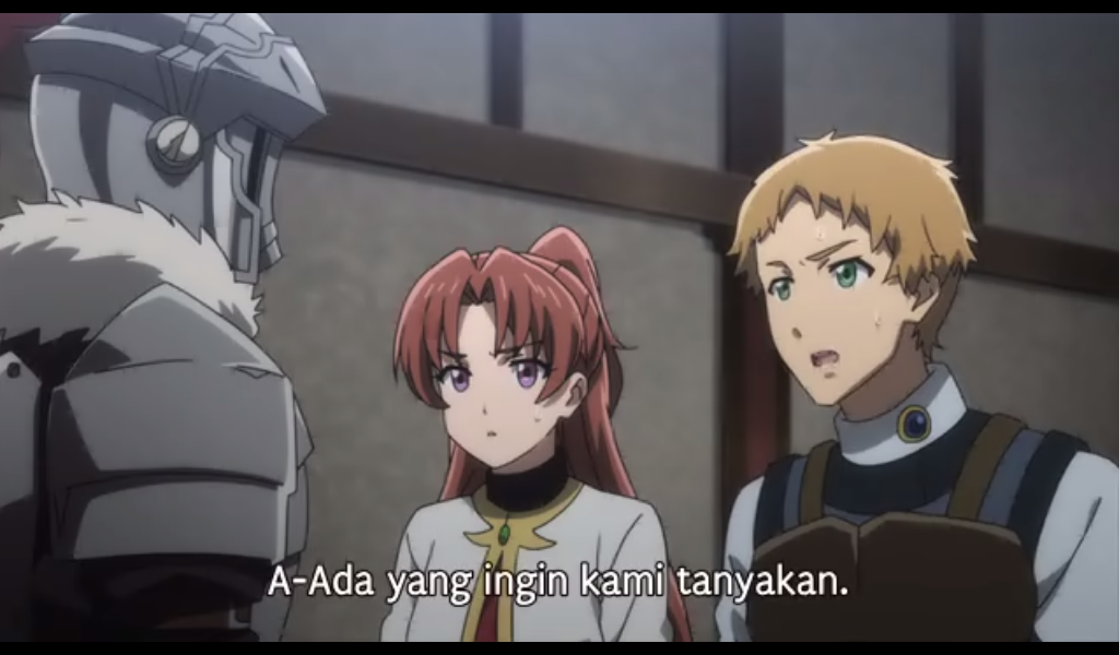 Goblin Slayer (kiri), Cleric (tengah), Warrior (kanan)